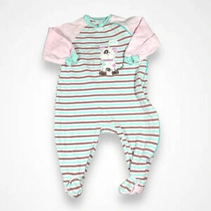 4/$20 Pekkle  Striped Dog Print Sleeper/Footie